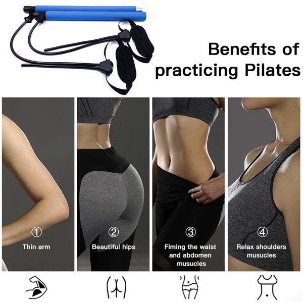 Pilates Bar Kit med motståndsband, multifunktionell bärbar