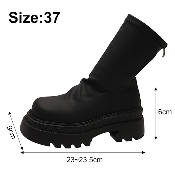 Dam Chelsea Ankle Boots Mid-Calf Låg Häl Platform Chunky Pull On Stövletter