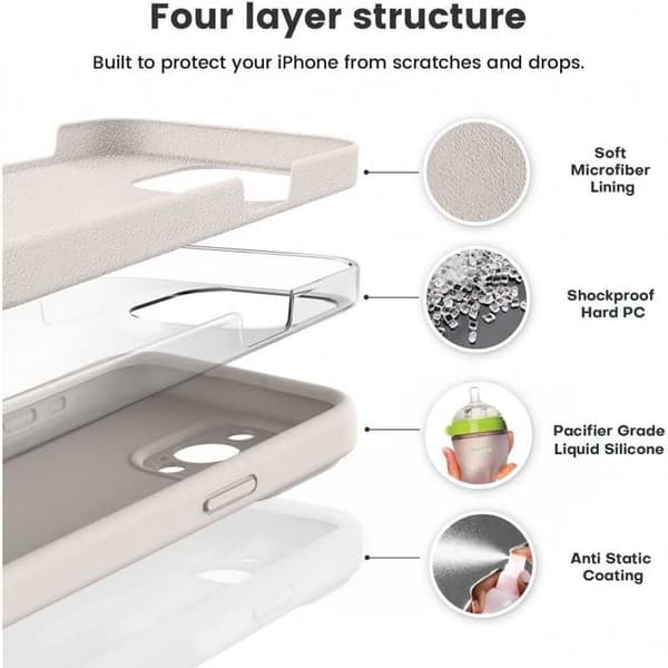 iPhone 15 Pro Gummibelagt Cover med Kamerabeskyttelse Liquid V2 - Retro White