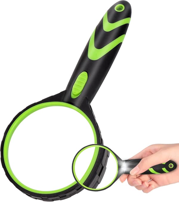 Forstørrelsesglas med lys, Børn 10x Forstørrelsesglas 75mm Han