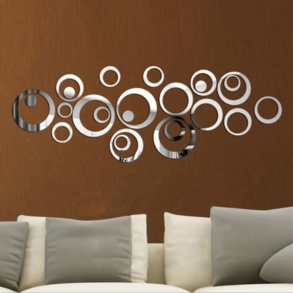24 delar Mirror Wall Stickers Circles Round Wall Stickers Wall