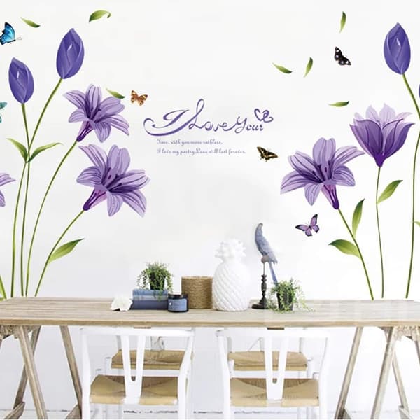 FLEURS de LYS väggdekaler i lila (160x85 cm) I blommig lilja pla