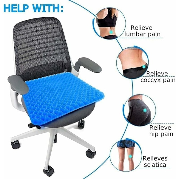 Gel Sittdyna, Ergonomisk Design Hög Elasticitet Gel Halkfri Andningsbar Kylande Effekt Honungskaksstruktur Sittdyna, för Hemmakontorsstol