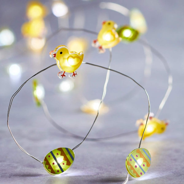 Påskägg & Kyckling Batteridriven Micro LED Inomhus Silvertråd