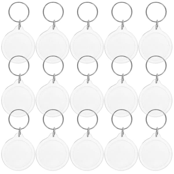 100 stk. cirkulær gennemsigtig blank akryl indsæt foto billedramme nøglering nøgleholder DIY splitring nøglekæde gave