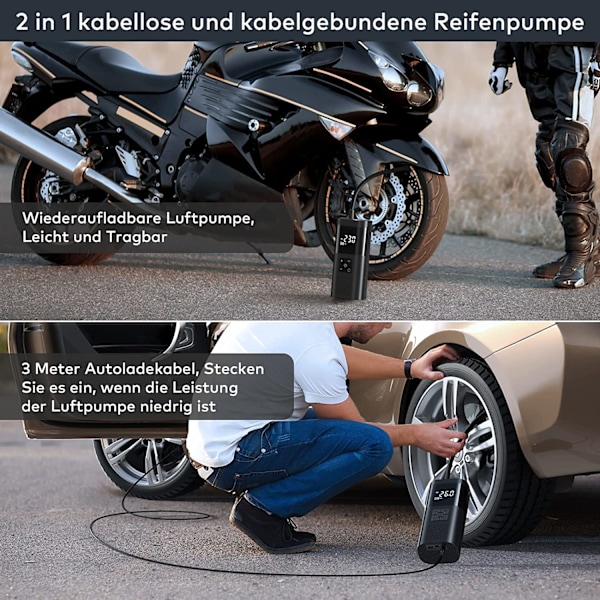 Innovativ Snabb Uppblåsbar Portabel Luftkompressor, 150 PSI Maximalt Tryck För Enkla Bil-, Motorcykel- Och Cykeldäck, Multifunktionell