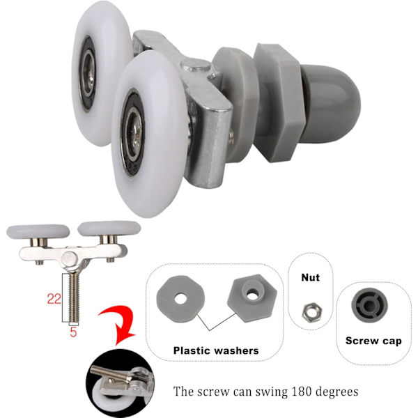 Dobbel dusjdørruller Dusjdørruller Skyveruller Ba