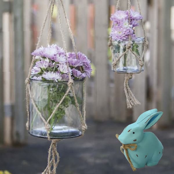 3 sæt kaninpynt, elegante kaninhavefigurer, træ