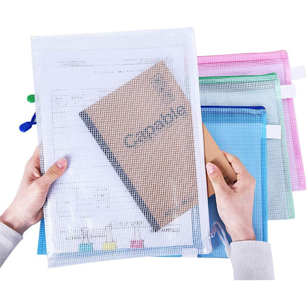 5 st (A4 Zip Bag) Plånböcker A4 Dokumentmapp Filer Blixtlåspåsar Pla
