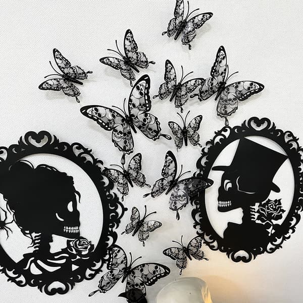 12 stk 3D sommerfugl Halloween bakgrunnsveggdekorasjon