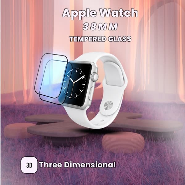 Apple Watch 38mm, 2-pakning, 3D skjermbeskytter, førsteklasses kvalitet