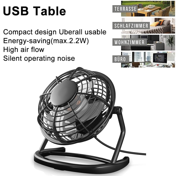 USB Fan Desktop Fan - idealisk för skrivbordsfans inklusive på/av
