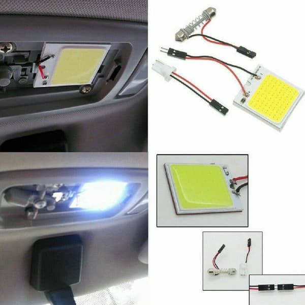 8 stk. 48 SMD COB Hvid LED Panel T10 Bil Interiør Panel Lys 12V