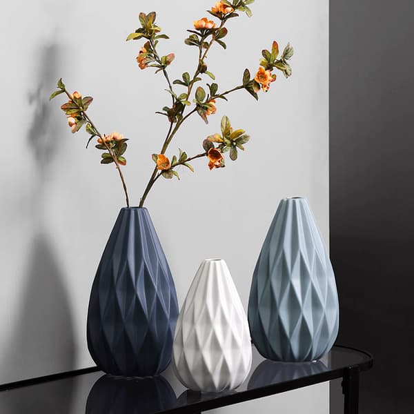 Moderne keramikkvase for hjemmeinnredning, grå og hvit dekorativ vase