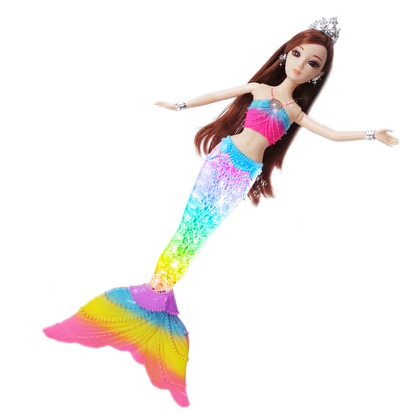 Dreamtopia Rainbow Light Havfrue-dukke med lysshow, badelegetøj,