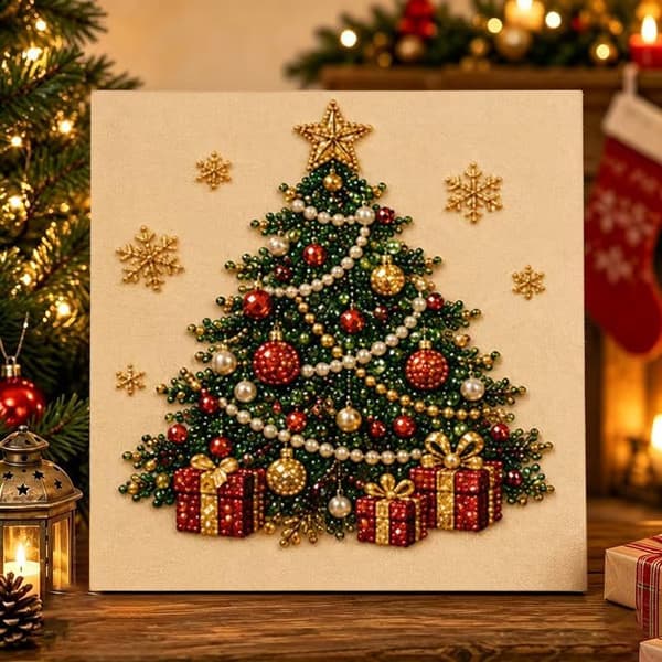 Juleperle- og diamantmalingssæt, DIY-sæt med perlekunst til voksne — Juletræ ChristmasTree
