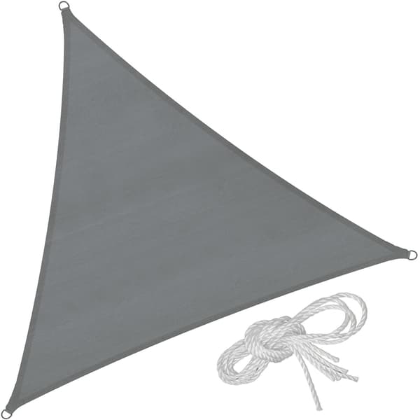 tectake Solsejl i polyethylen trekantet, grå - 500 x 500 x 500 cm grå