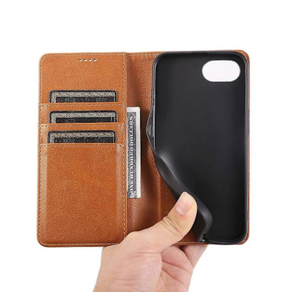 Etui til iPhone 16e PU-skinn Lommeboketui Brun