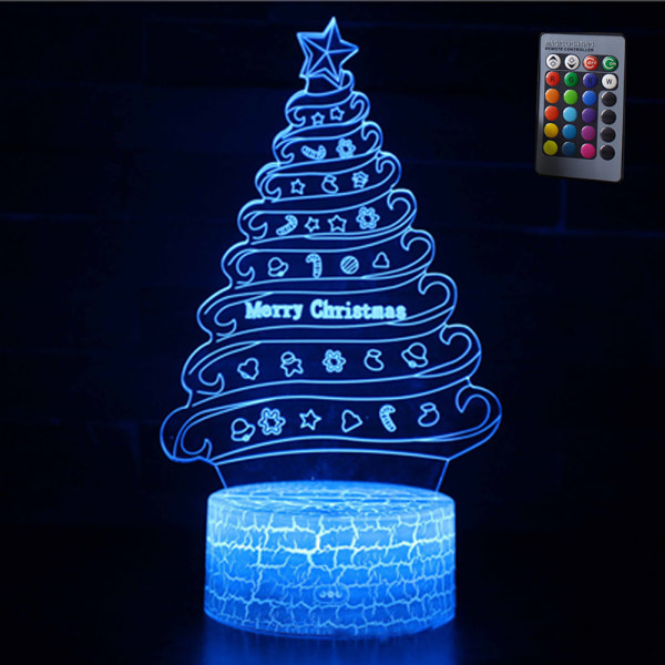 Julgrans serie 3D bordslampa, LED kreativ present färgglad