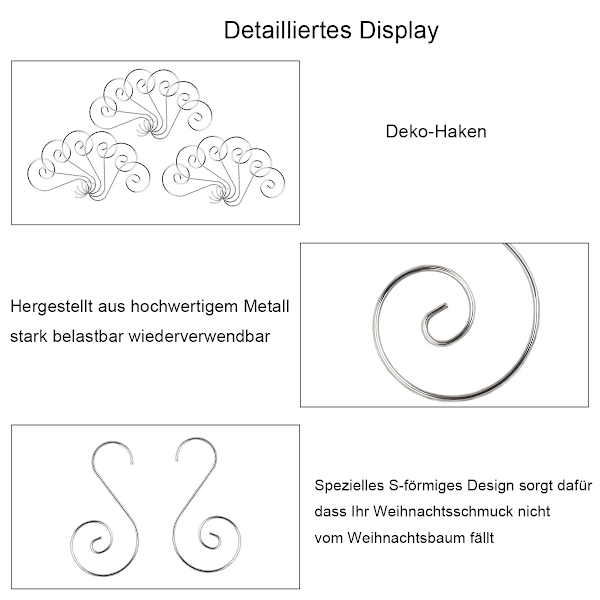 Juldekorationsförhöjare, Återanvändbara Metallkrok med Virvelmönster, Perfekt för att Hänga Ornament i Granen