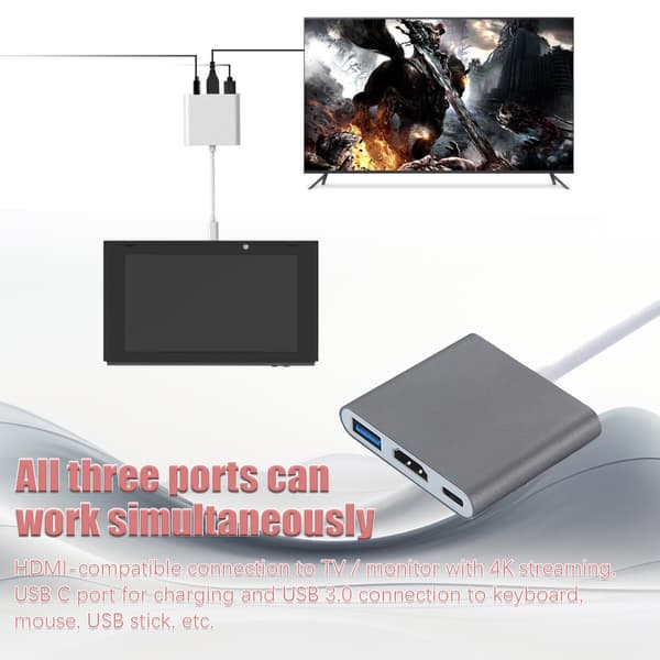 INF USB-C-moniporttisovitin USB:hen (PD), USB-C, 4K HDMI -yhteensopiva