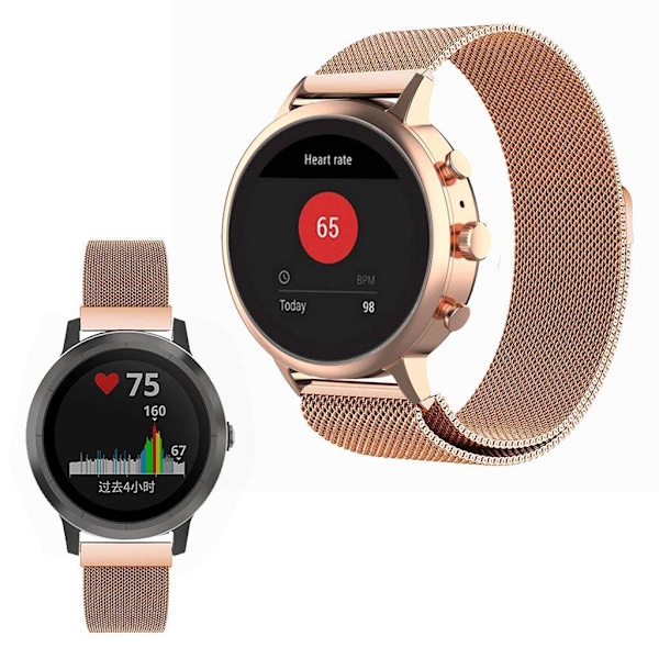 Garmin Vivoactive 4S klockarmband i rostfritt stål - Roséguld Rosa