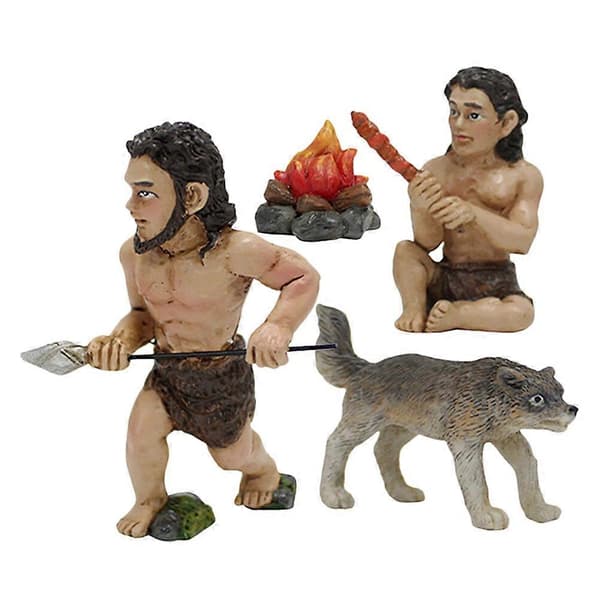 1 sett liten primitiv mann modell Bonsai landskapsarbeid primitiv mann dekor hageoppsett dekor