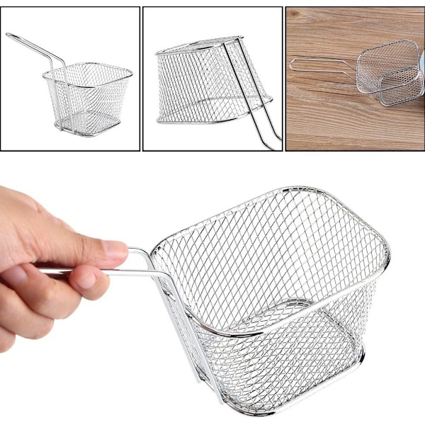 Kompakta Mini Fyrkantiga Fritöskorgar, Set om 8, Rostfritt Stål Mesh för Enkel Rengöring &amp; Säker Förvaring, Förbättrar Din Matlagningsupplevelse