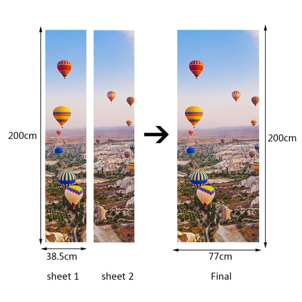 77x200cm 3D Dørstickers med Luftballon - Selvklæbende