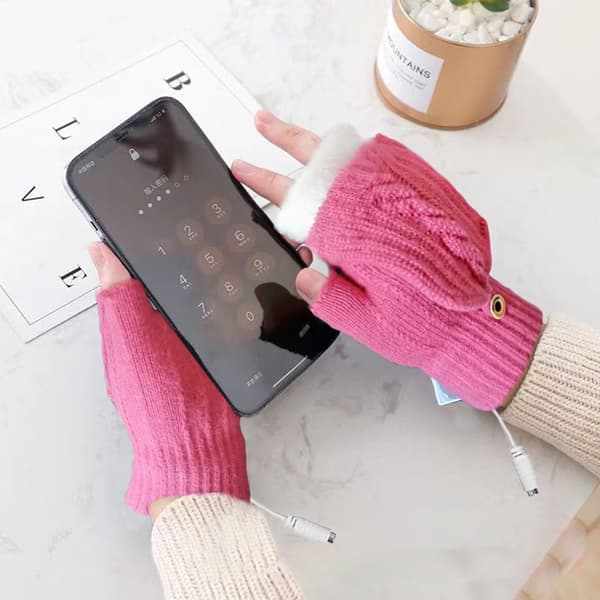 Rosarøde USB-opvarmede handsker Varme handsker