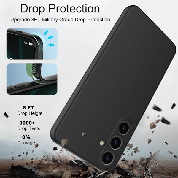 Samsung S24 - Gummibelagd Mattsvart Skal Kameraskydd Liquid Svart Black