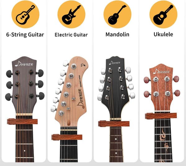 Capodaster Gitarr Capo Capo Tillverkad av Valnötsträ DC-1W för Akustisk och Elgitarr, Ukulele Capo med Två Styrke Plektrum