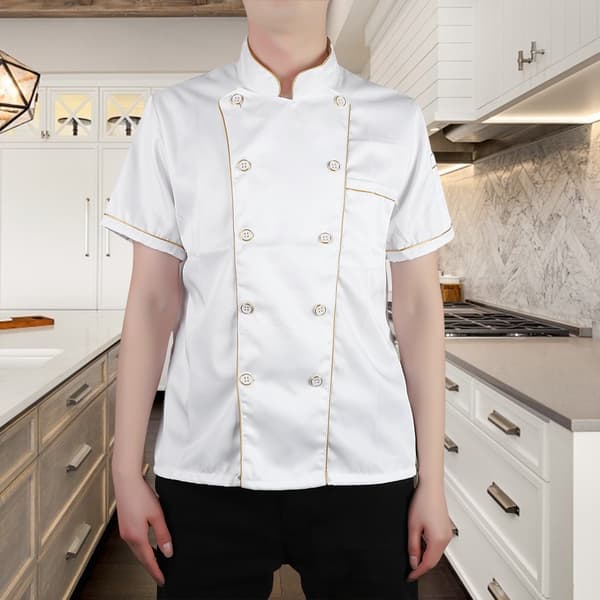 Kockuniformer, kortärmade kockuniformer för hotell, restaurang, kök och cafeteria (XL)