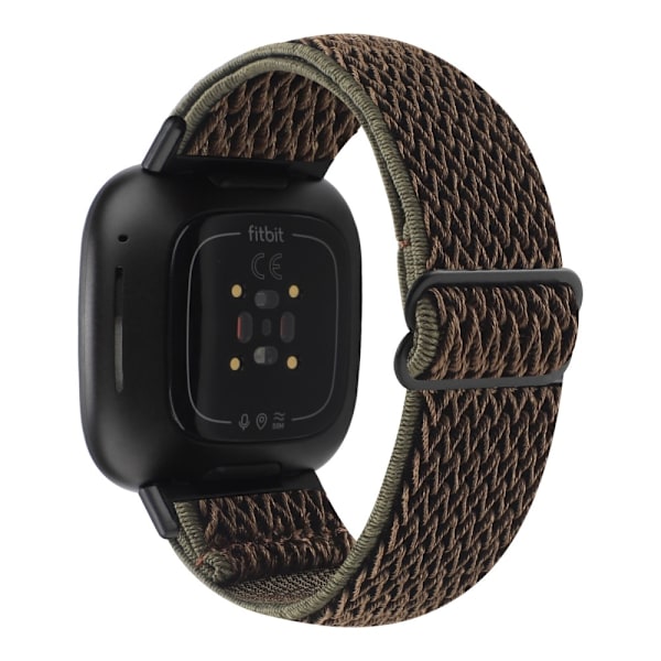 Vävd Nylonarmband Fitbit Versa 3/Sense Mörkgrön/brun
