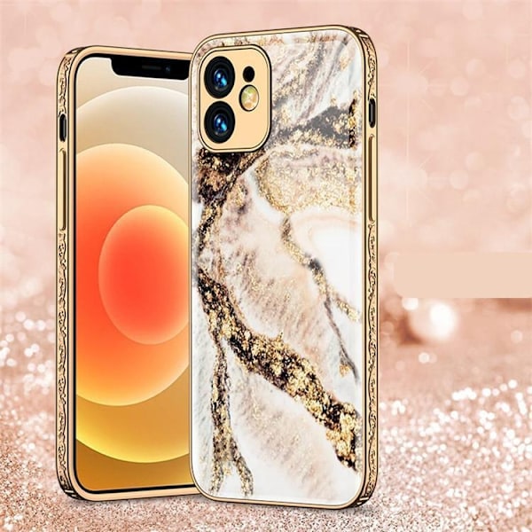 iPhone 13 Lyx glas skal guld barock elegant rokoko marmor Guld one size