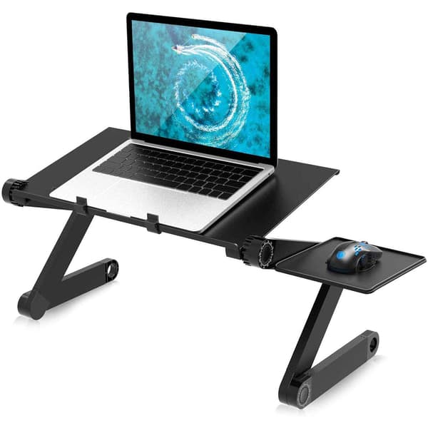 Bærbart Laptopbord, Aluminiumlegeringsstativ med Multifunktionelt Design til 10 tommer til 15,9 tommer Gadgets, Sort, Højdejusterbart med Ventilation og
