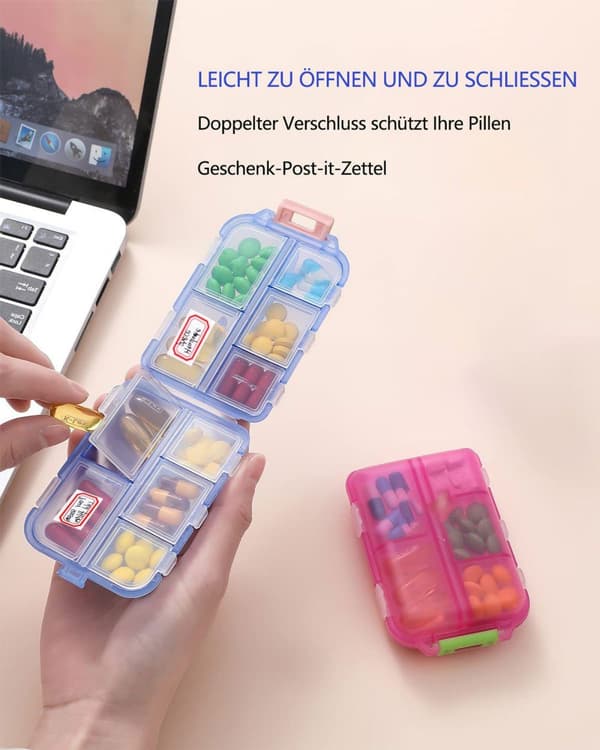 Klar förseglad medicinförvaringslåda med 10 fack