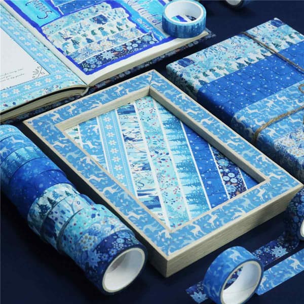 10-pack Four Seasons Washi-tejp set blå snöflinga dekorativ maskeringstejp