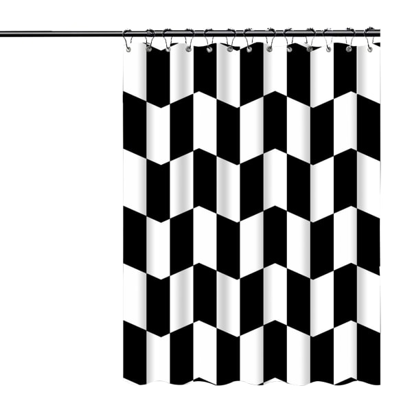 Svart och vit estetisk schackbräde duschdraperi abstrakt