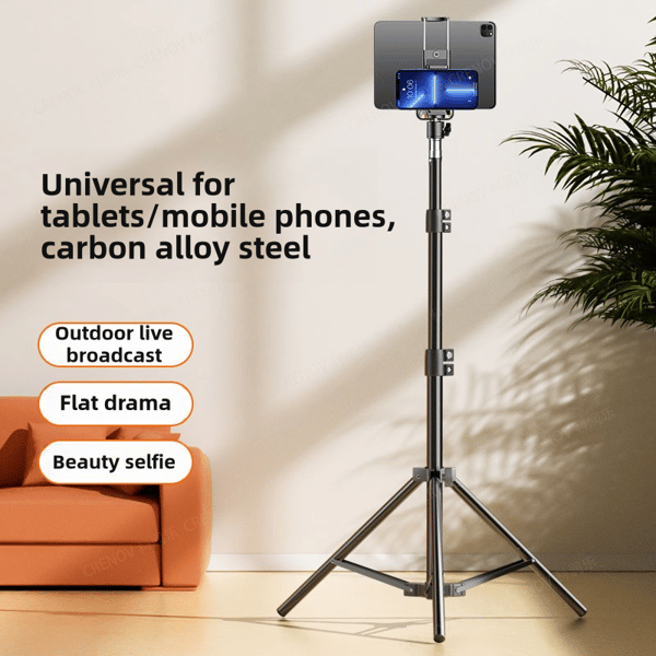 Flexi-Focus Stativ, Lett og Robust Stativ i Karbonlegert Stål for Smarttelefoner og Nettbrett, med Solid Bærbart Design og Bluetooth