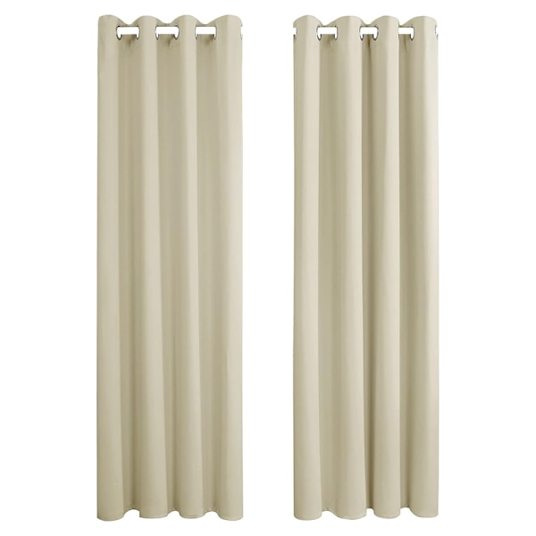 Ljudreducerande Beige Gardiner, Modern Design Enkel Installation Mörkläggningspaneler för ett Fridfullt Hem (2 st, 240x140cm)