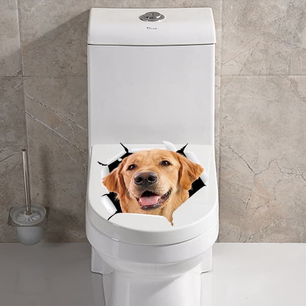 Luova kissa koira WC kylpyamme jääkaappi seinätarra olohuone