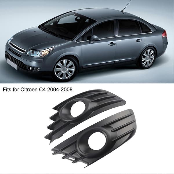 Par med tåkelysgrill foran, svart farge, passer til Citroen C4 2004-2008