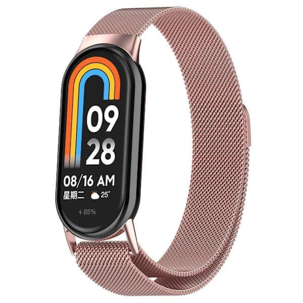 Milanese Loop Klokkereim for Xiaomi Mi Smart Band 8/8 NFC - Rosegull Romgrå