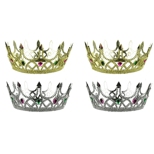 4 delar Royal King Plastic Crown Queen Plastic Crown Födelsedag