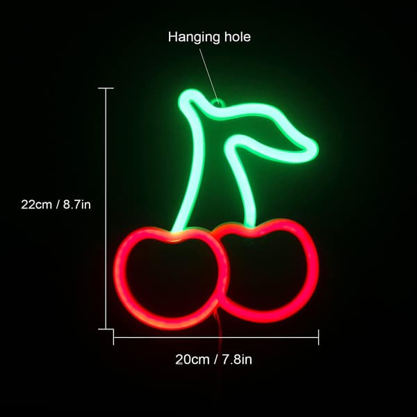 Körsbärs Neonljus för Sovrum Neon Skyltar Röd Grön Led Neon Vägg