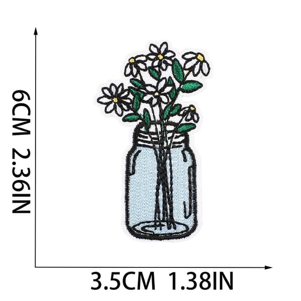 16 stycken hundra blommor broderade lappar att stryka på, märke