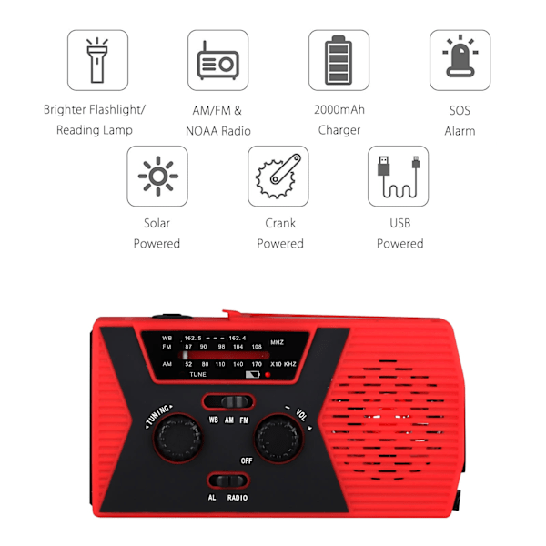 Överlevnadskompis: Nödvärdesradio, Din Ultimata Backup-Plan Med Powerbank Och USB Solcellshandvevsladdning, Batteridriven För
