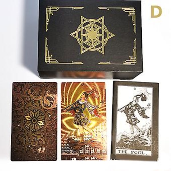 Tarotkortset Presentask Luxury Guldfolie Tarotkort Varmprägling PVC Vattentät (Mönster D)