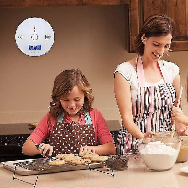 3 stk. CO Alarm Detektor Sensor Batteridrevet Med LCD Digital Display Til Hus Køkken Soveværelse Stue